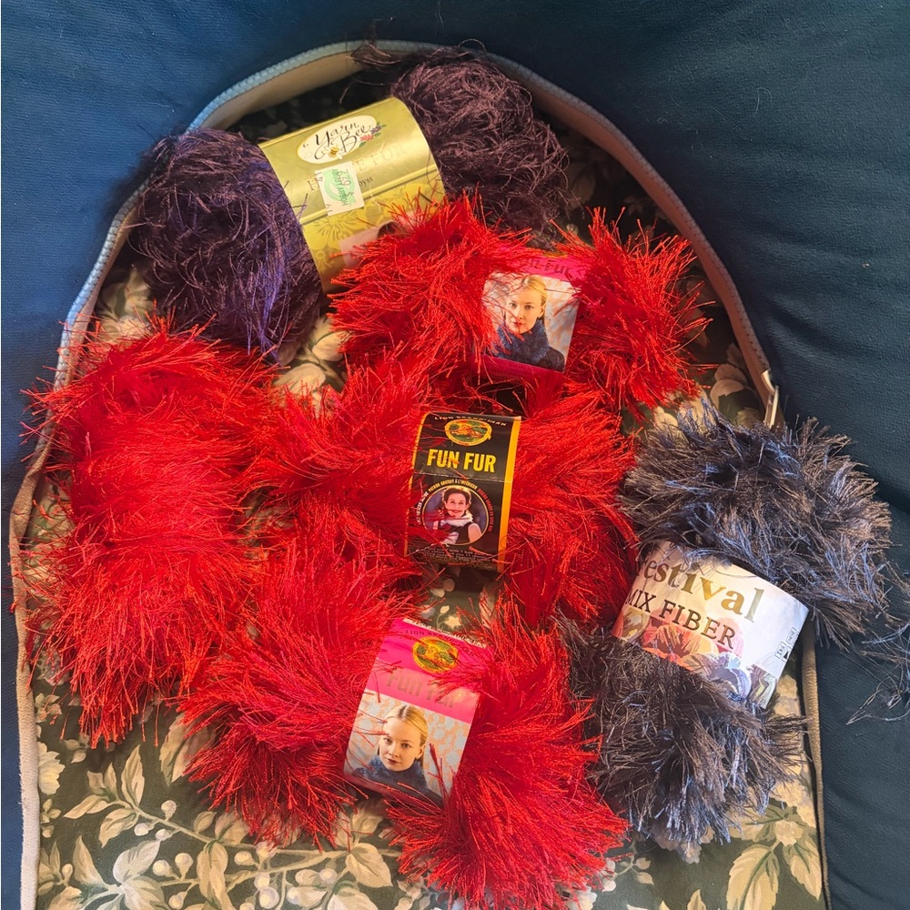 Colorful Fun Fur Yarn Collection 6 skeins